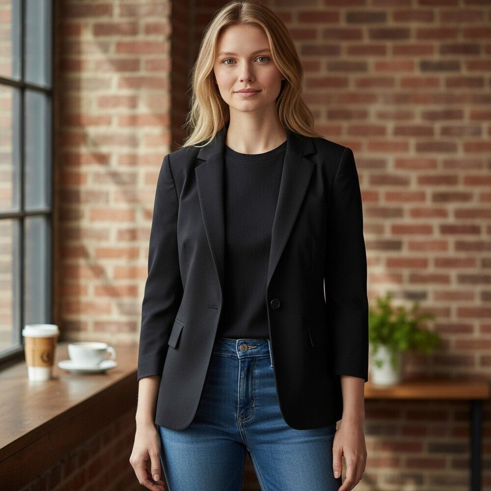 Lafayette 148 New York Virgin Wool Black Career Work Casual Blazer‎ 2 Preowned